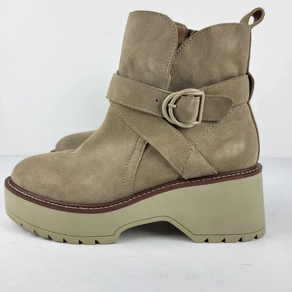 Blondo Giovanni Waterproof Platform Ankle Boots Beige Size 9M